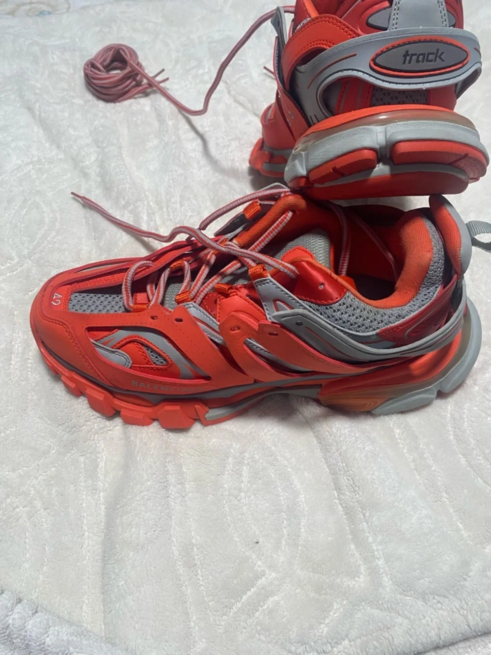 Balenciaga Orange Gray Layered Track Sneakers - Picture 3 of 16